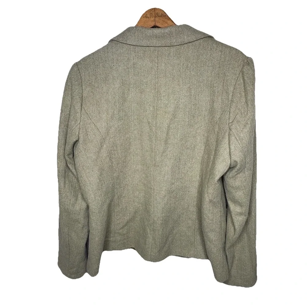 VTG Old Navy Womens Size XXL Beaded Herringbone Wool Blend Jacket Tweed Olive - Picture 10 of 10
